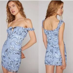 NWT Urban Outfitters Kimchi Blue Bianca Mesh Mini‎ Dress XS Blue